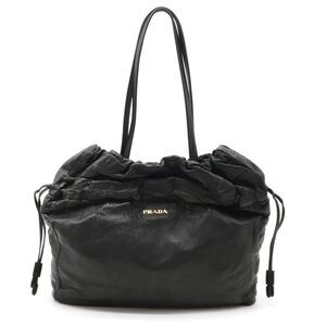 Prada Shoulder Bag Drawstring Type Tote Bag Nappa Leather Nero Black